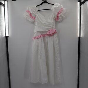 Vintage 1980s White and Pink Prom Dress
